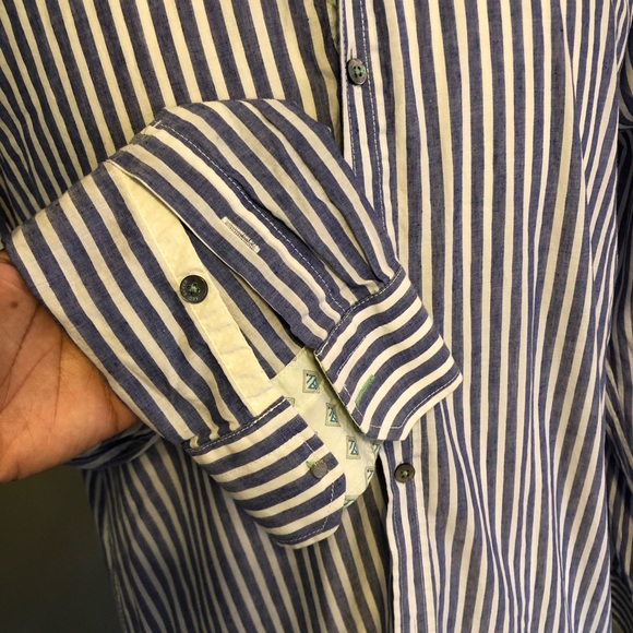 Ted Baker Blue White Striped Button Down Shirt 6 - Picture 6 of 11